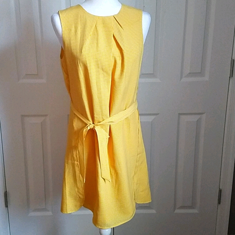 Yellow Crosshatch Anne Taylor Dress